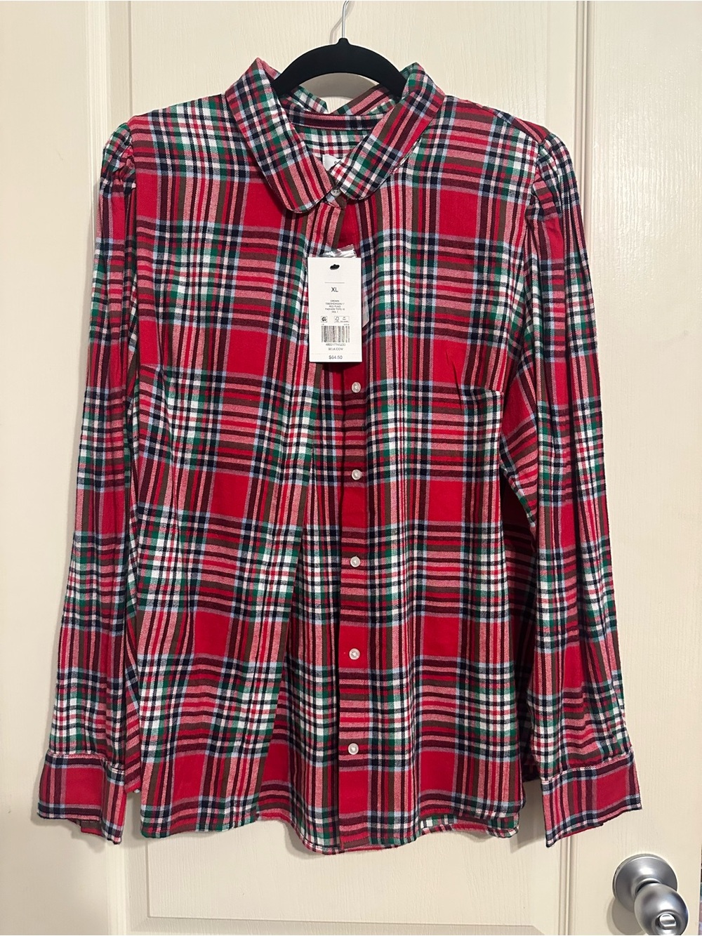 crown & ivy Red Green Plaid Button-Down Shirt